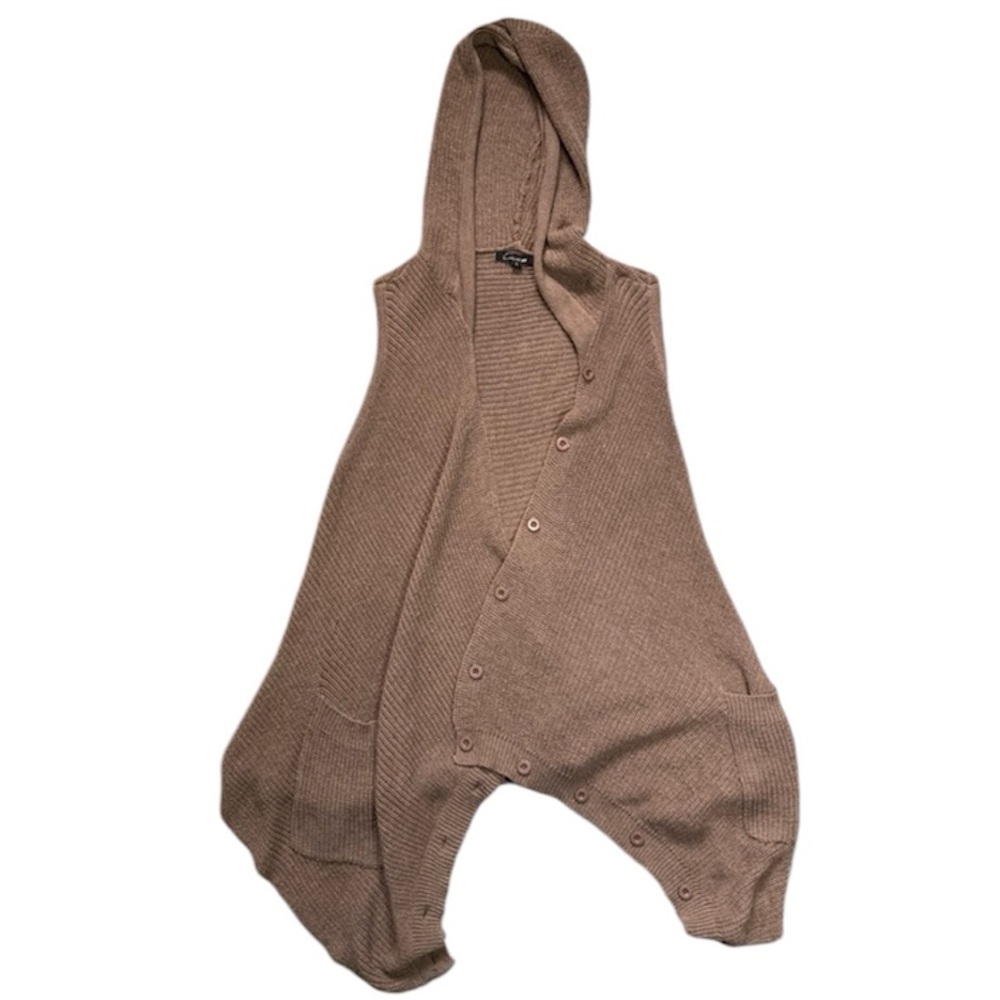 Cecico Knit Sleeveless Hooded Ribbed Knit Cardigan